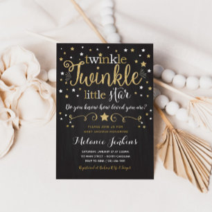 Neutrale Twinkle Little Star Baby shower Invitatio Kaart