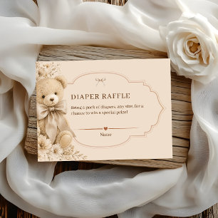 Neutrale Vintage Bloemen Baby Shower Spel Informatiekaartje
