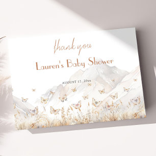 Neutrale Vlinder Baby Shower Bedankkaart