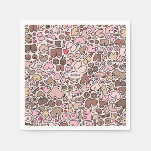 Neutrale vrouw borstpatroon servet