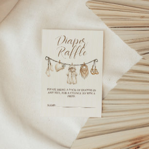 Neutrale waslijn baby shower luier raffle informatiekaartje