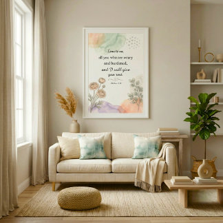 Neutrale waterverf beloften van God in de Bijbel Poster