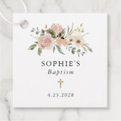 Neutrale Waterverf bloemen | doop Bedankjes Labels (Voorkant)