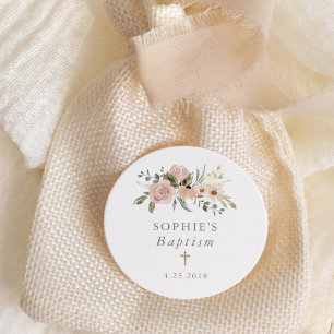 Neutrale Waterverf bloemen doop Ronde Sticker