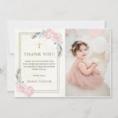 Neutrale Waterverf Bloemendoop Dankjewel Kaart (Voorkant)