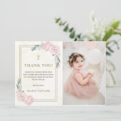 Neutrale Waterverf Bloemendoop Dankjewel Kaart (Staand voorkant)