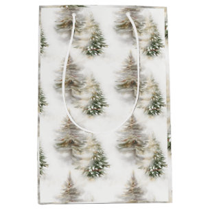 Neutrale waterverf dennenboom cadeautas — Winter V