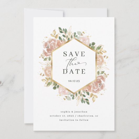 Neutrale Waterverf Floral | Datum opslaan Save The Date (Voorkant)