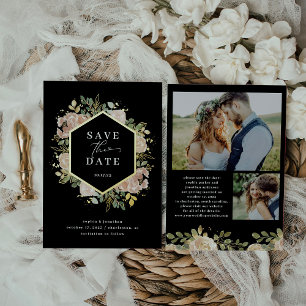 Neutrale Waterverf Floral   De datum waarop goud w Folie Uitnodiging