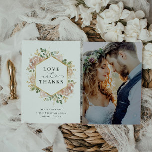 Neutrale Waterverf Floral Gold Love en Bedankt