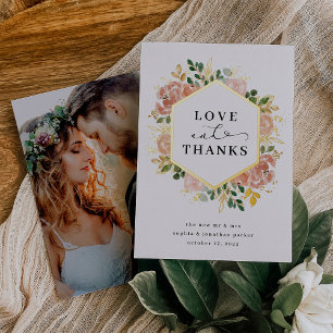 Neutrale Waterverf Floral Liefde en Bedankt Gold Folie Uitnodiging