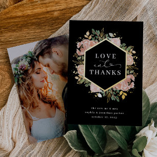Neutrale Waterverf Floral   Liefde en Bedankt Gold Folie Uitnodiging