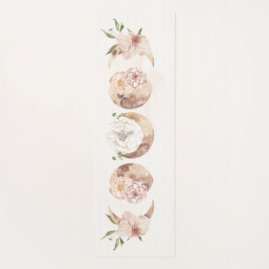 Neutrale Waterverf Floral Moon fase Mystisch Yogamat (Achterkant)