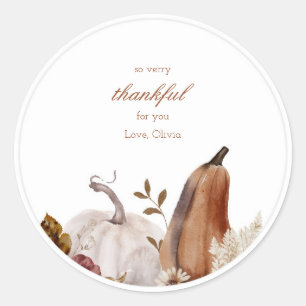 Neutrale Waterverf Pompoen Ronde Herfst Sticker