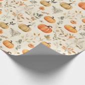 Neutrale Waterverf Pompoenen en Herfst Leaf Spring Cadeaupapier (Hoek)
