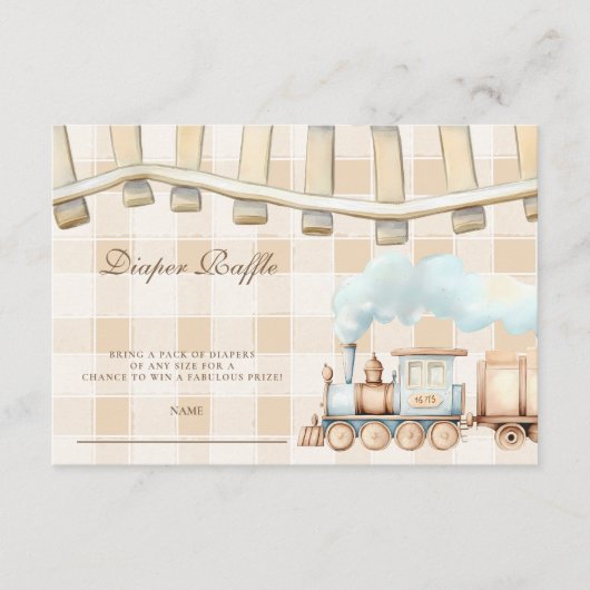 Neutrale Waterverf Treindouche Diapper Raffle Informatiekaartje (Voorkant)