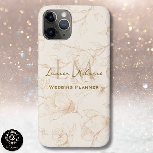 Neutrale Wilde Bloem Monogram Zakelijk Chic iPhone Case-Mate iPhone Case