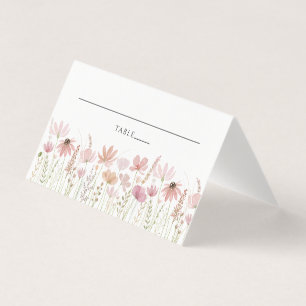 Neutrale Wilde Bloemen Bruiloft Plaatskaart Kaart