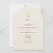 Neutrale Wildflower QR Code Wedding Kaart (Voorkant)