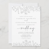 Neutrale Wildflower voor- en achterbruiloft Kaart (Voorkant)