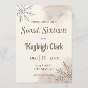 Neutrale Winter Sweet Sixteen Uitnodiging – Minima