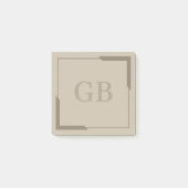 Neutrale Zand Vetgedrukte Hoeken Elegant Monogram Post-it® Notes (Voorkant)