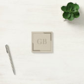 Neutrale Zand Vetgedrukte Hoeken Elegant Monogram Post-it® Notes (Kantoor)
