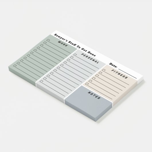 Neutrals Man dagelijkse planning checklists Post-it® Notes (Schuin)