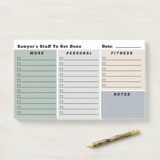 Neutrals Man dagelijkse planning checklists Post-it® Notes (Op bureau)