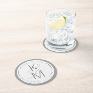 Neutrals voor vloeibaar huwelijk ID888 Ronde Kartonnen Onderzetter