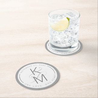 Neutrals voor vloeibaar huwelijk ID888 Ronde Kartonnen Onderzetter