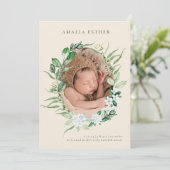 Neutre Beige vert Faire-part de naissance de couro (Debout devant)