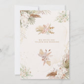 Neutre Bohème Floral Élégant Mariage Invitation (Dos)