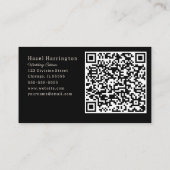 Neutre Floral QR Code Carte de visite Noir Beige (Dos)