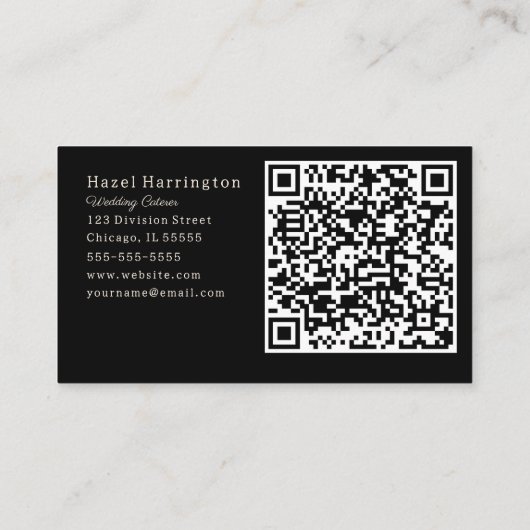 Neutre Floral QR Code Carte de visite Noir Beige (Dos)