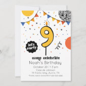 Neuvième anniversaire bougie Doodle Invitation (Devant)