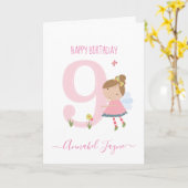 Neuvième anniversaire fée mignonne rose carte pers (Fleur jaune)