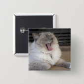 Neva Masquerade cat yawning Vierkante Button 5,1 Cm (Voorkant /achterkant)