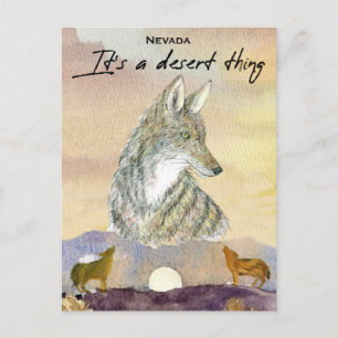 Nevada Coyote Het is een woestijn ding Zonsopgang Briefkaart