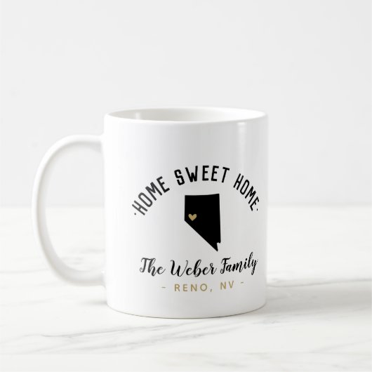 Nevada Home Sweet Home Famille Monogramme Mug (Gauche)