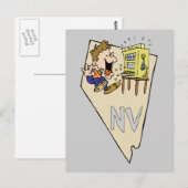 Nevada NV State Map & Gambler Jackpot Cartoon Briefkaart (Voorkant / Achterkant)