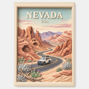 Nevada Road Trip Valley of Fire Vintage 3D Textuur Magneet