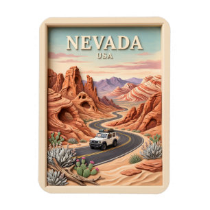 Nevada Roadtrip Valley of Fire Vintage 3D Textuur Magneet