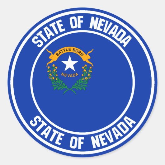 Nevada Round Emblem Ronde Sticker (Voorkant)