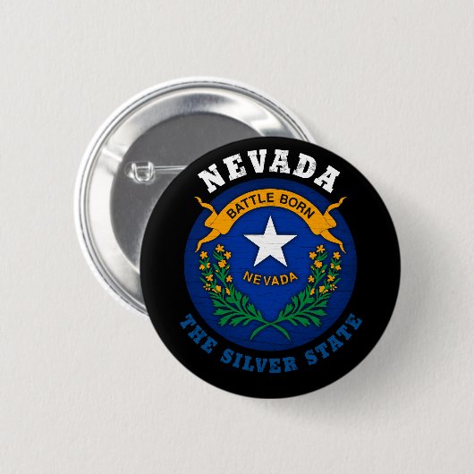 NEVADA SILVER STATE FLAG RONDE BUTTON 5,7 CM (Voorkant /achterkant)