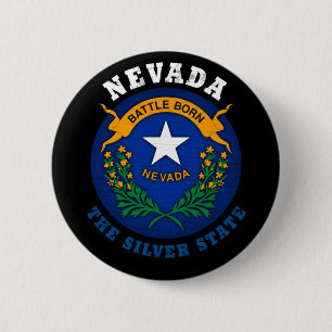 NEVADA SILVER STATE FLAG RONDE BUTTON 5,7 CM