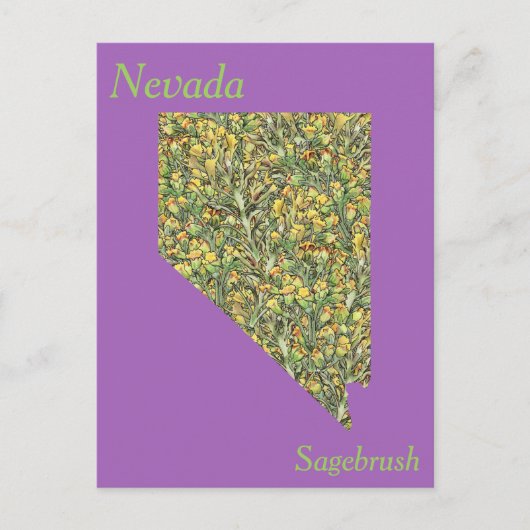 Nevada State Flower Collage Map Briefkaart (Voorkant)