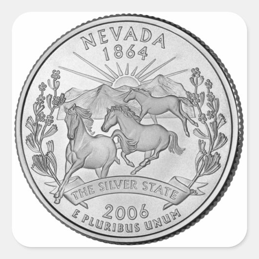 Nevada State Quarter Vierkante Sticker (Voorkant)