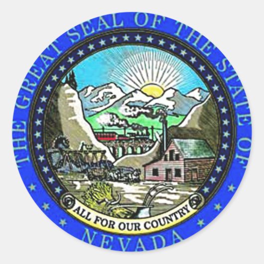 Nevada State Seal Ronde Sticker (Voorkant)