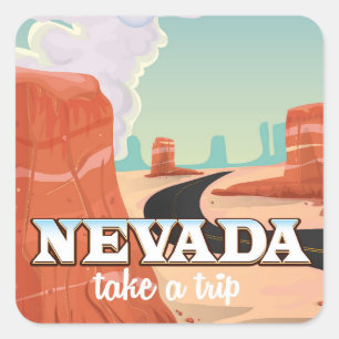Nevada State vintage reisposter Vierkante Sticker